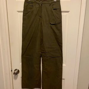 Express Army Green boot leg pants.